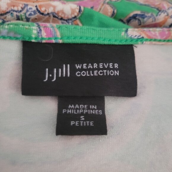 J JILL Paisley Print Green & Pink Womens 3/4‎ Sleeve Top Size M - Picture 5 of 6